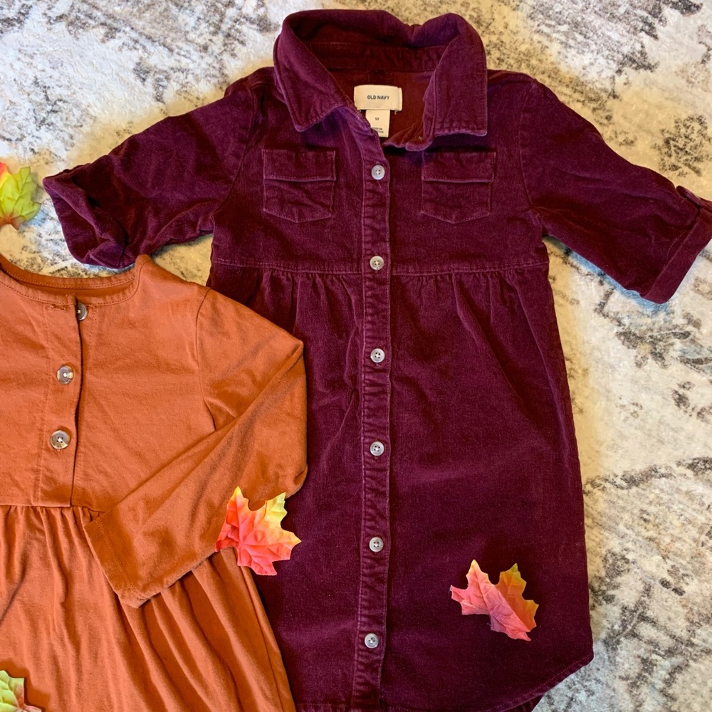 Old Navy corduroy shirt dress red wine size 5t - Picture 6 of 7